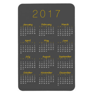 2017 Calendar Magnet - Golden Yellow & Dark Gray