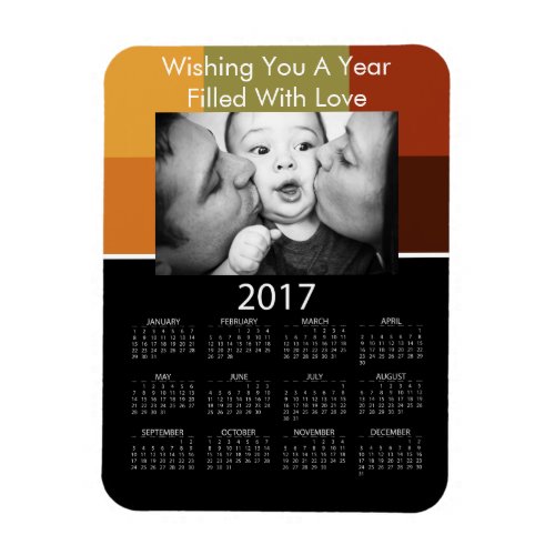 2017 Calendar wFamily Pic Colorful Magnet