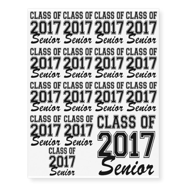 2017 class of senior temporary tattoos (Front)