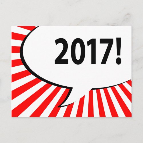 2017 comic bubble postcard