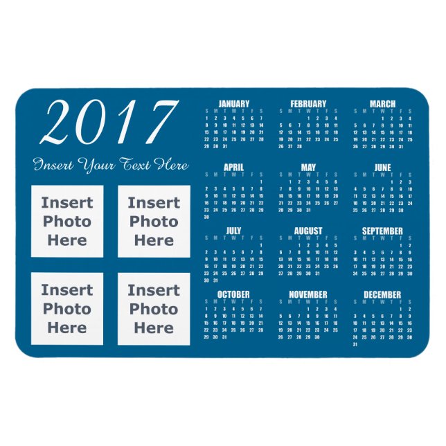 2017 Custom Color Photo Collage Calendar Magnet (Horizontal)