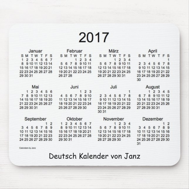 2017 Deutsch Kalender Mouse Pad (Front)