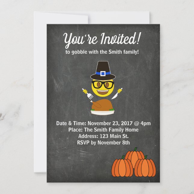 2017 Emoji Thanksgiving Dinner Invitation (Front)