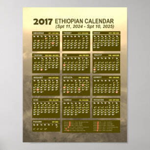 2017 Ethiopian New Year Calendar 2024/2025 Poster