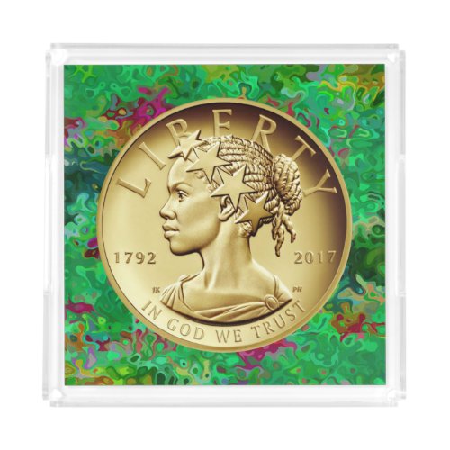 2017 GOLD LADY LIBERTY COIN ACRYLIC TRAY