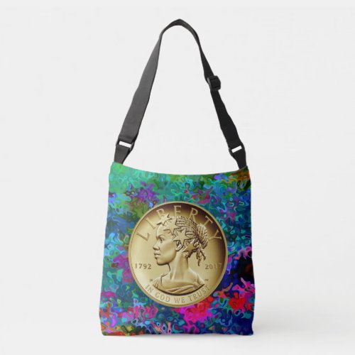 2017 GOLD LADY LIBERTY COIN CROSSBODY BAG