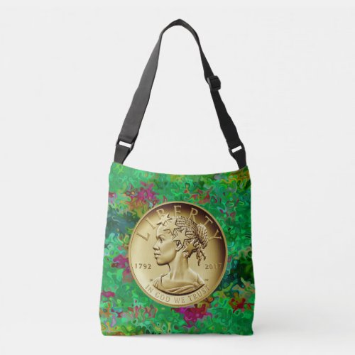 2017 GOLD LADY LIBERTY COIN CROSSBODY BAG