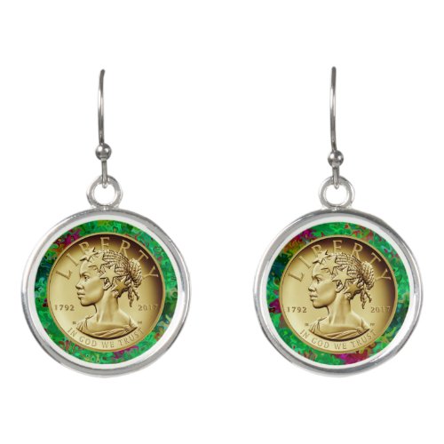 2017 GOLD LADY LIBERTY COIN EARRINGS