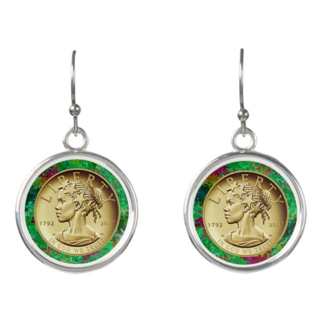 2017 GOLD LADY LIBERTY COIN EARRINGS (Front)