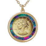 2017 Gold Lady Liberty Coin Gold Plated Necklace at Zazzle