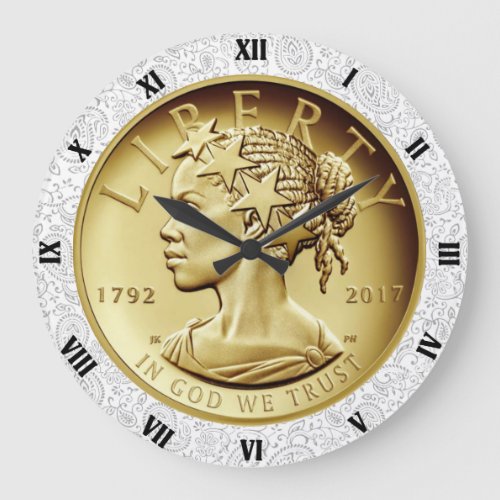 2017 GOLD LADY LIBERTY COIN LARGE CLOCK