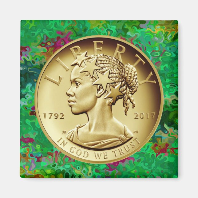 2017 GOLD LADY LIBERTY COIN MAGNET (Front)