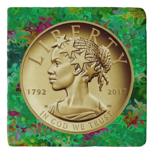 2017 GOLD LADY LIBERTY COIN TRIVET