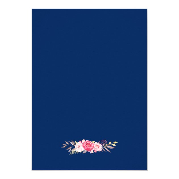 2018 Grad Floral Wreath Navy Blue Graduation Party Card