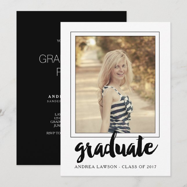 2017 Graduate Simple Photo Graduation Party Invite (Front/Back)