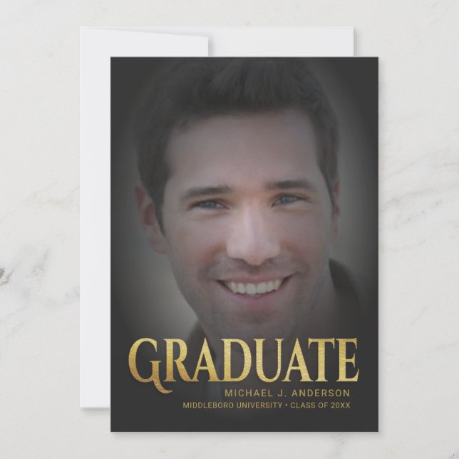 2017 Graduation Announcement Masculine Gold Text (Front)