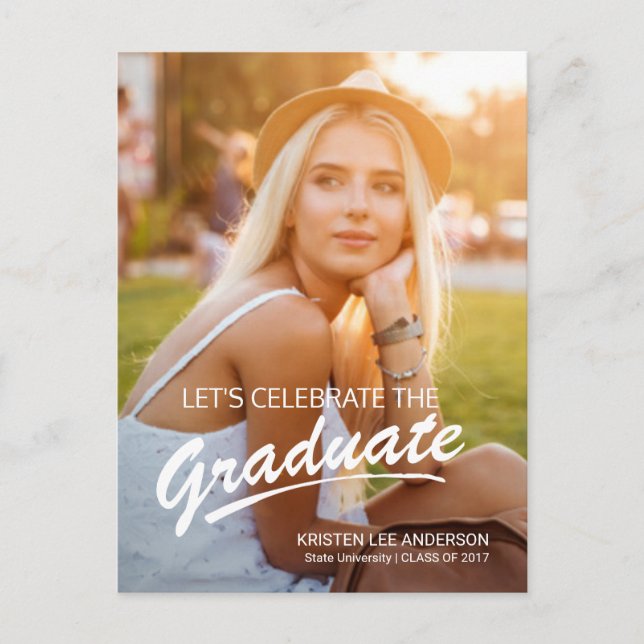 2017 Graduation Party Bold Brush Script Photo Invitation Postcard (Front)