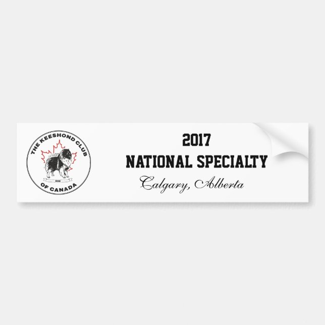 2017 KCC National Specialty Bumper Sticker (Front)