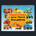 2017 Kids Custom Construction Truck Calendar<br><div class="desc">Search for TruckStore on Zazzle for the best big Truck gifts for kids! 12 great big trucks on this colorful Custom Construction Truck Calendar for kids of all ages! Add your name to this custom kid's calendar. Paul Stickland's illustrations of fire trucks, bulldozers, cement mixers, tractors, yellow diggers, blue dump...</div>