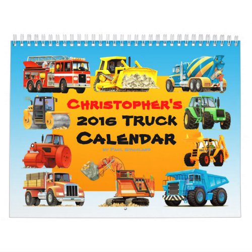 2017 Kids Custom Construction Truck Calendar