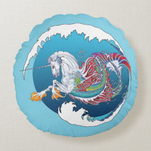 2017 Mink Nest Hippicorn Round Pillow Ocean