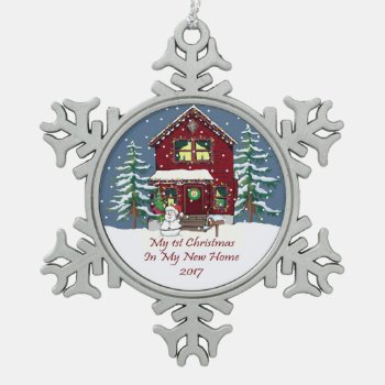 2017 New Home My 1st Christmas Snowflake Pewter Christmas Ornament by freespiritdesigns at Zazzle