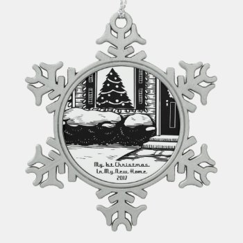 2017 New Home My 1st Christmas Snowflake Pewter Christmas Ornament by freespiritdesigns at Zazzle
