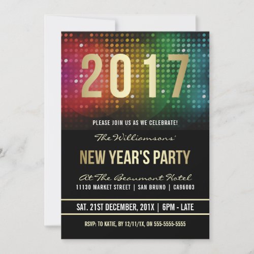 2017 New Year Party  Retro Disco Celebration Invitation