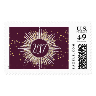 2017 New Year's Eve Gold Confetti Postage