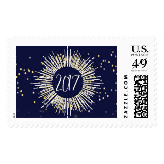 2017 New Year's Eve Gold Confetti Postage