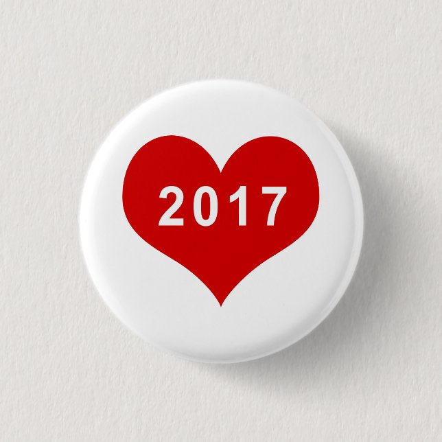 2017 Red Love Heart Button (Front)