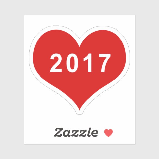 2017 Red Love Heart Vinyl Sticker (Sheet)