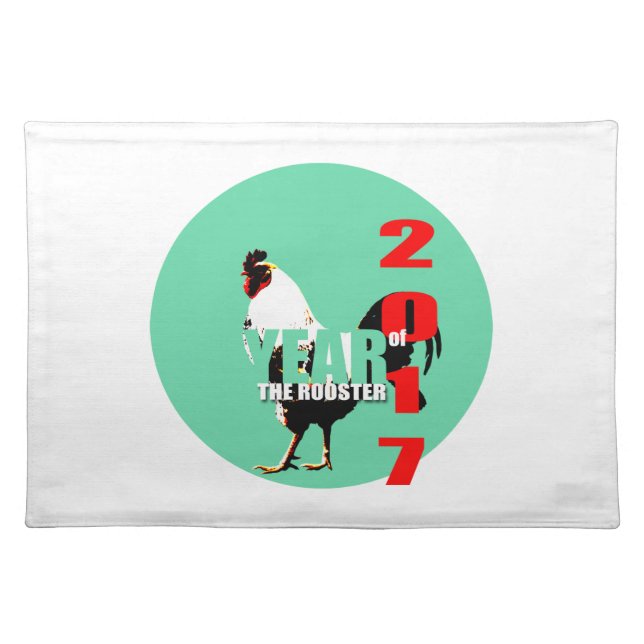 2017 Rooster Year in Green Circle placemat (Front)
