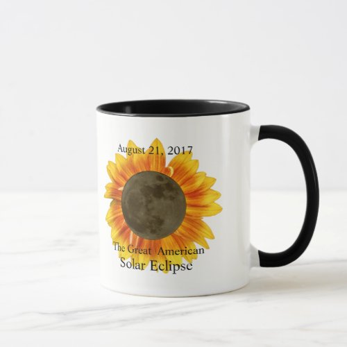 2017 Solar Eclipse Moon and Sunflower Mug