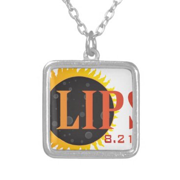 2017 Solar Eclipse Text Abstract Illustration Silver Plated Necklace 2017 Solar Eclipse Text Abstract Illustration Silver Plated Necklace