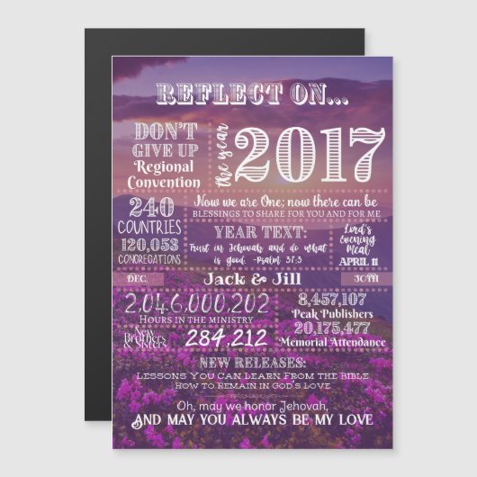 2017 Theocratic Anniversary 5" x 7" Magnetic Card (Front/Back)