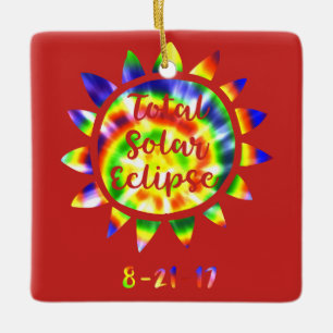 2017 Tie Dye Total Solar Eclipse Xmas Ornament
