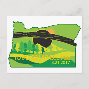 2017 Total Solar Eclipse Across Oregon Cities Map Postcard