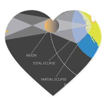 2017 Total Solar Eclipse Across USA Geometry Heart Sticker 2017 Total Solar Eclipse Across USA Geometry Heart Sticker