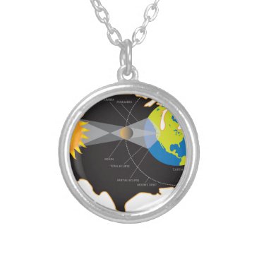 2017 Total Solar Eclipse Across USA Geometry Silver Plated Necklace 2017 Total Solar Eclipse Across USA Geometry Silver Plated Necklace