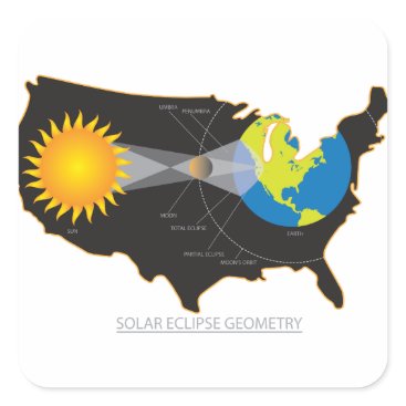 2017 Total Solar Eclipse Across USA Geometry Square Sticker 2017 Total Solar Eclipse Across USA Geometry Square Sticker