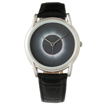 2017 Total Solar Eclipse Black Leather Watch by tunguska at Zazzle