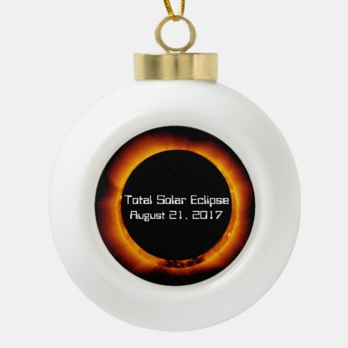 2017 Total Solar Eclipse Ceramic Ball Christmas Ornament