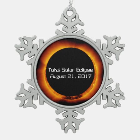 2017 Total Solar Eclipse Snowflake Pewter Christmas Ornament