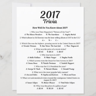 2017 Trivia Game | 9th Birthday Party Game