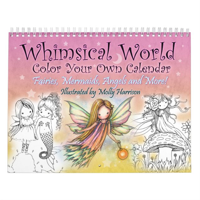 2017 Whimsical World Color Your Own Wall Calendar (Cover)