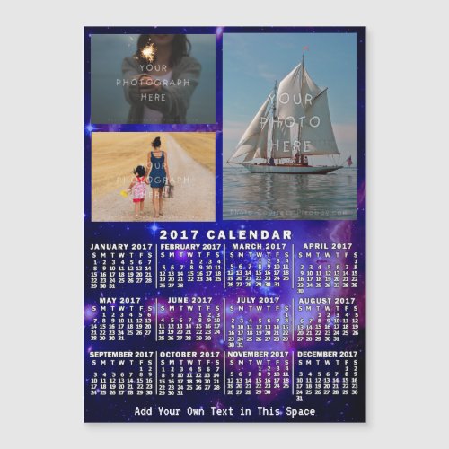 2017 Year Monthly Calendar Space Nebula 3 Photos