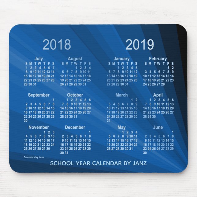 2018-2019 Blue Fan School Year Calendar by Janz Mouse Pad (Front)