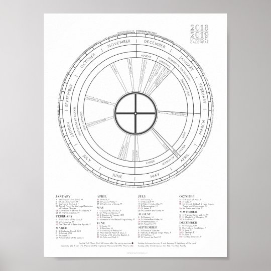 2018 2019 Color the Year Liturgical Calendar NEW Poster Zazzle com
