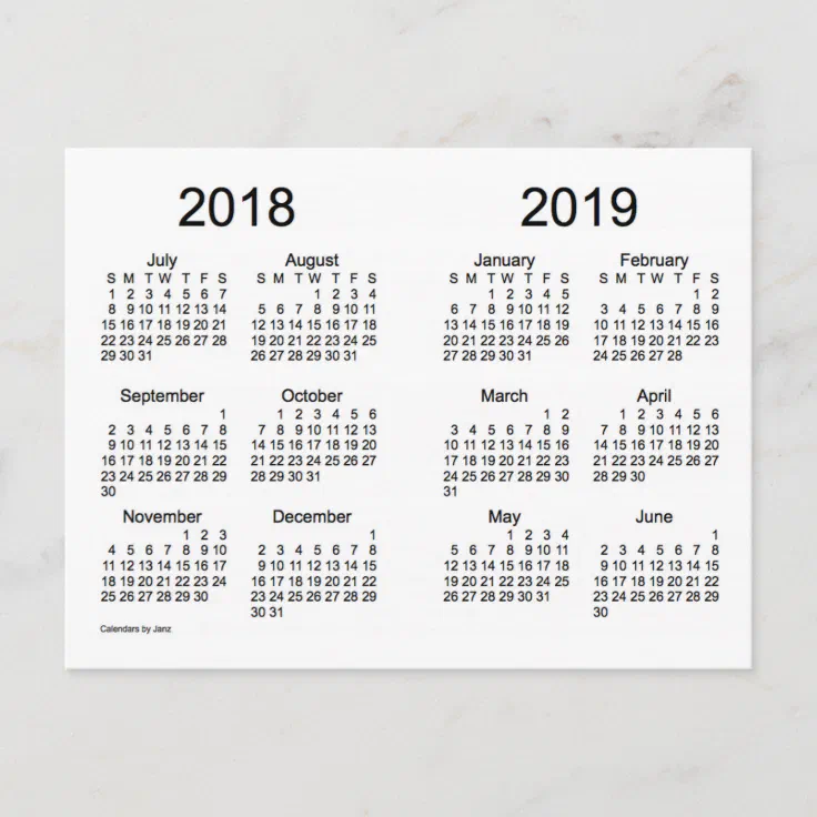 18 19 School Year Mini Calendar By Janz Postcard Zazzle